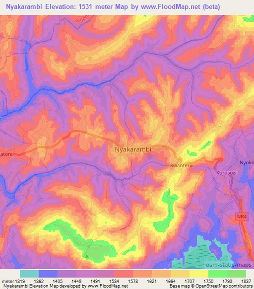 Nyakarambi,Rwanda Elevation Map