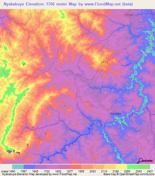 Nyakabuye,Rwanda Elevation Map