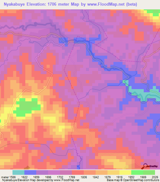 Nyakabuye,Rwanda Elevation Map