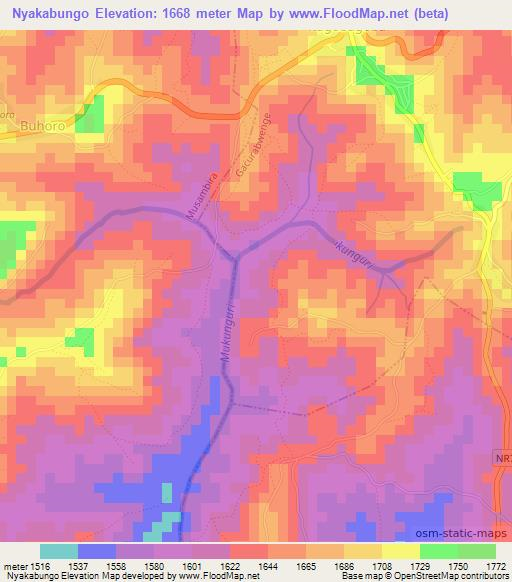 Nyakabungo,Rwanda Elevation Map