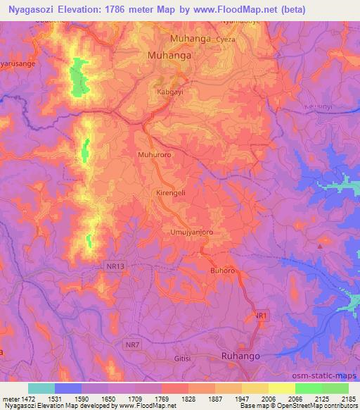 Nyagasozi,Rwanda Elevation Map