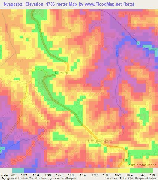 Nyagasozi,Rwanda Elevation Map