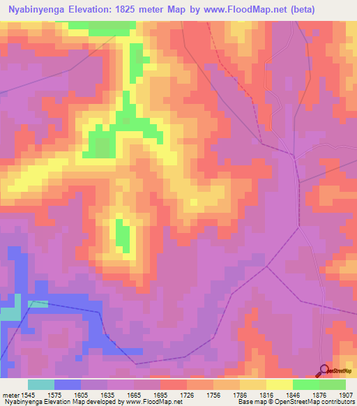 Nyabinyenga,Rwanda Elevation Map
