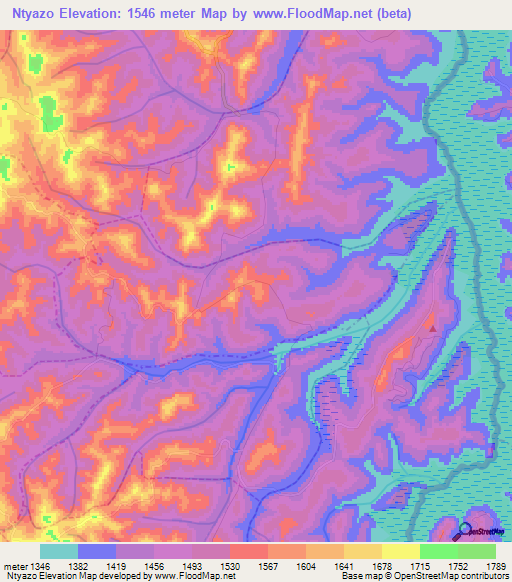 Ntyazo,Rwanda Elevation Map