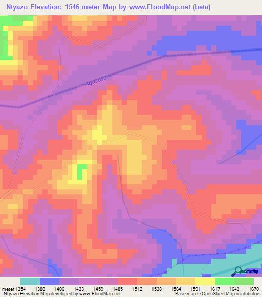 Ntyazo,Rwanda Elevation Map