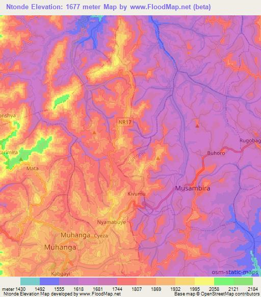 Ntonde,Rwanda Elevation Map