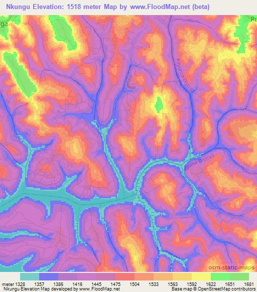 Nkungu,Rwanda Elevation Map