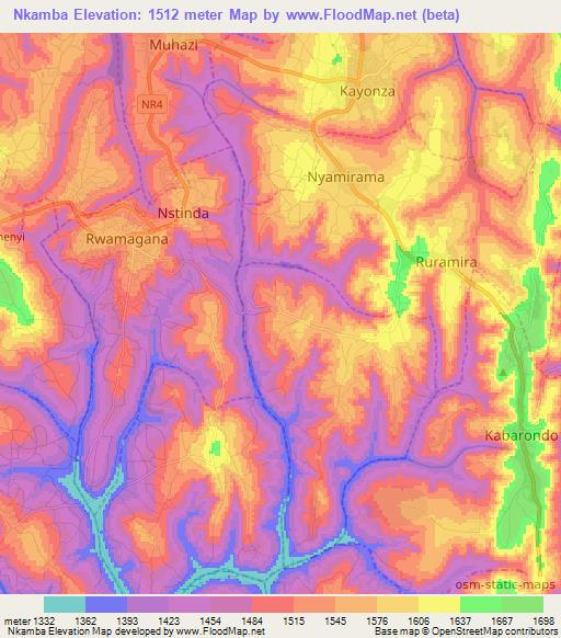 Nkamba,Rwanda Elevation Map