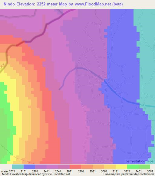 Nindo,Rwanda Elevation Map