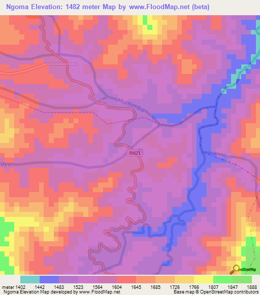 Ngoma,Rwanda Elevation Map
