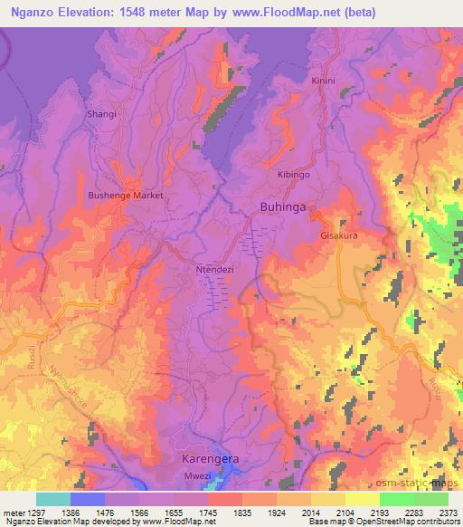 Nganzo,Rwanda Elevation Map