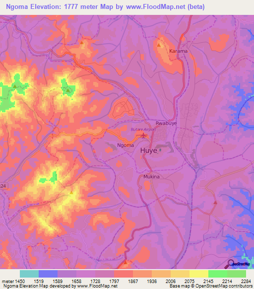 Ngoma,Rwanda Elevation Map
