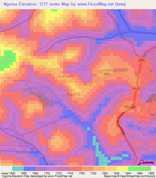 Ngoma,Rwanda Elevation Map