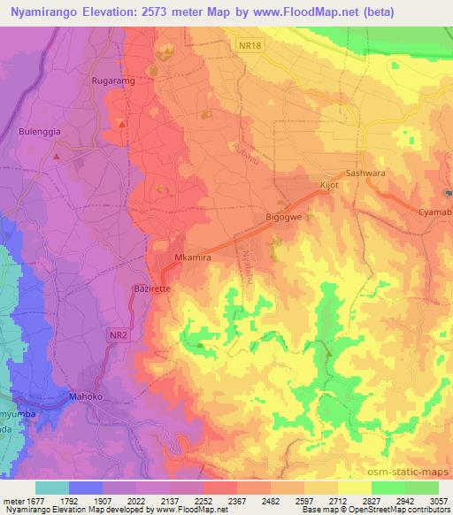Nyamirango,Rwanda Elevation Map