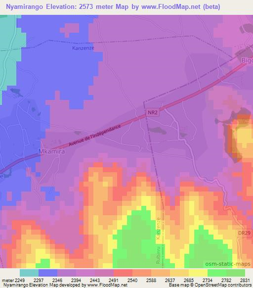 Nyamirango,Rwanda Elevation Map