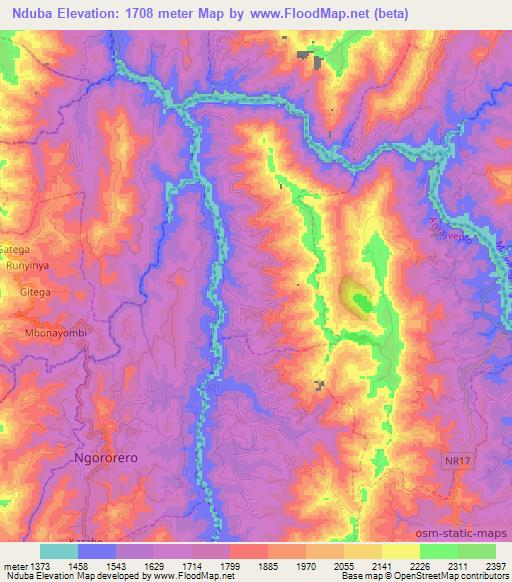 Nduba,Rwanda Elevation Map