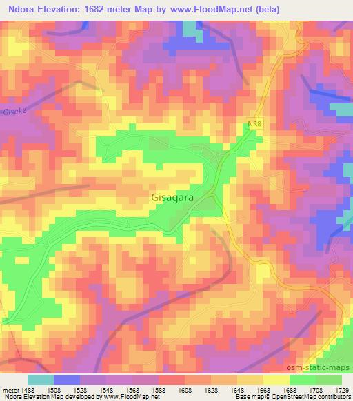 Ndora,Rwanda Elevation Map