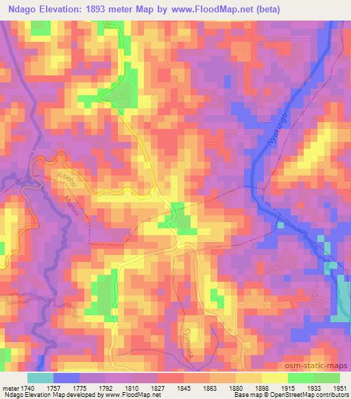 Ndago,Rwanda Elevation Map