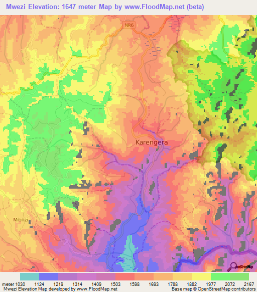 Mwezi,Rwanda Elevation Map