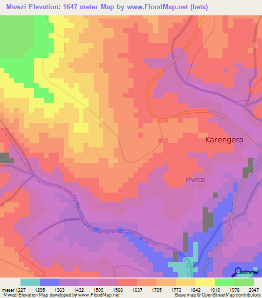 Mwezi,Rwanda Elevation Map
