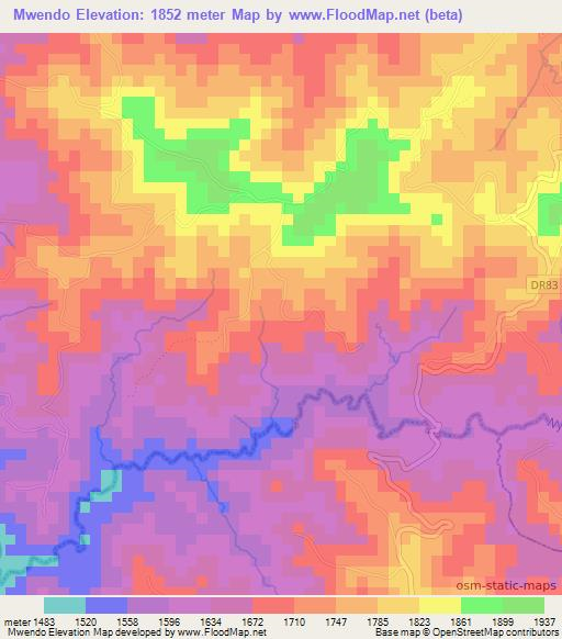 Mwendo,Rwanda Elevation Map