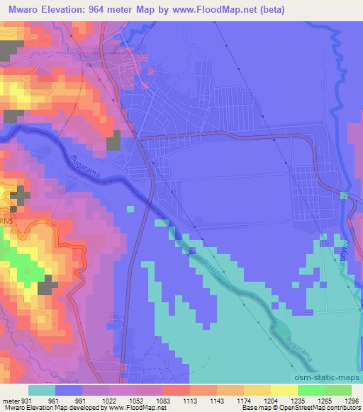 Mwaro,Rwanda Elevation Map