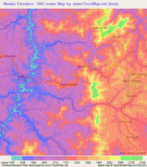 Mwaka,Rwanda Elevation Map