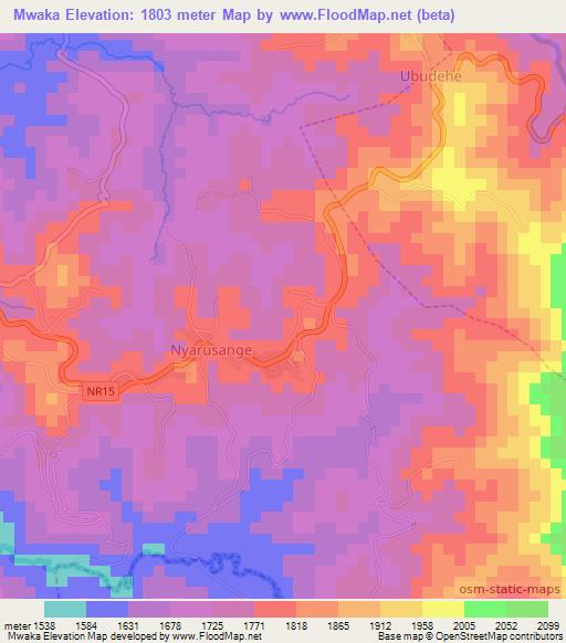 Mwaka,Rwanda Elevation Map