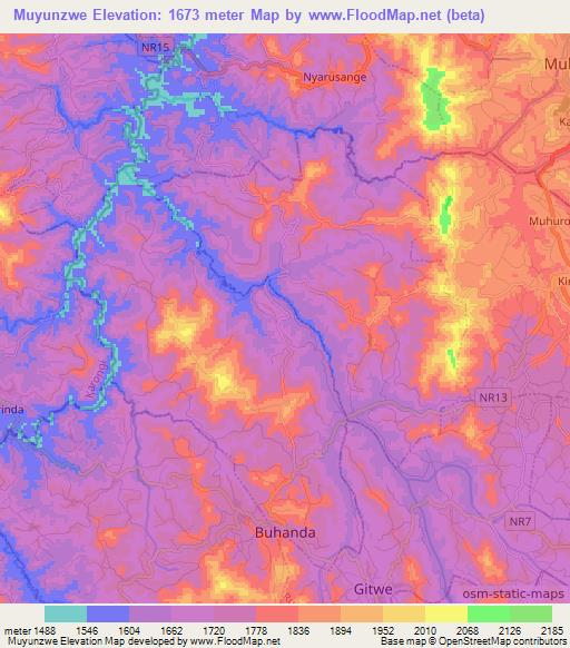 Muyunzwe,Rwanda Elevation Map