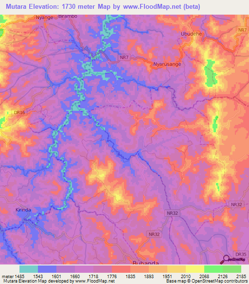 Mutara,Rwanda Elevation Map