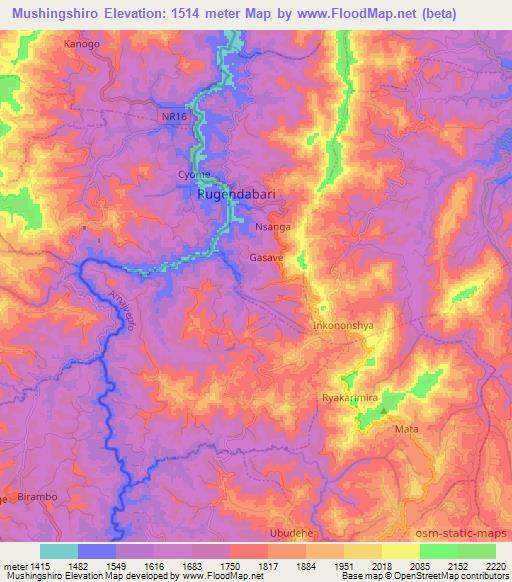 Mushingshiro,Rwanda Elevation Map