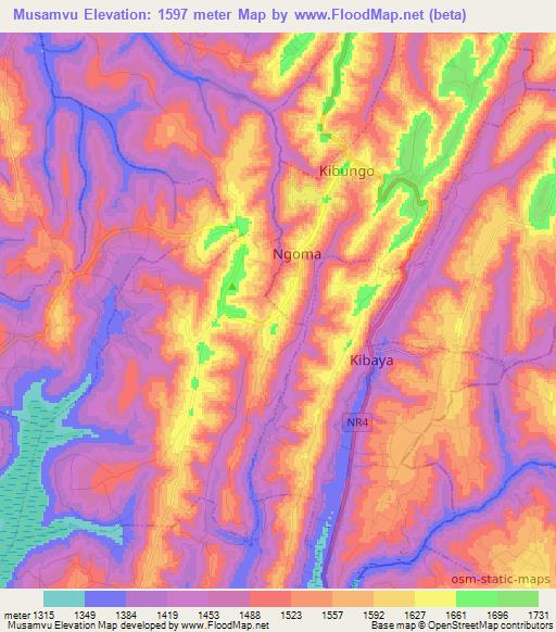 Musamvu,Rwanda Elevation Map