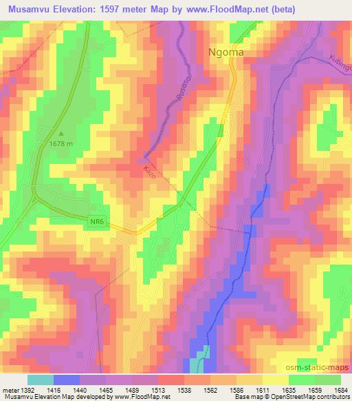 Musamvu,Rwanda Elevation Map