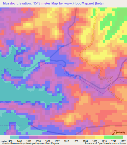 Musaho,Rwanda Elevation Map