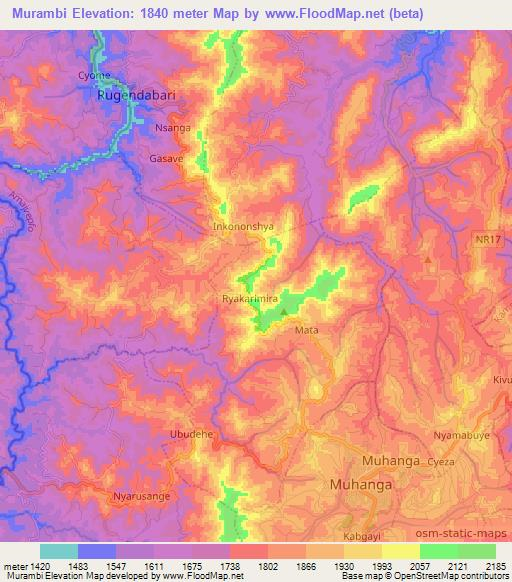 Murambi,Rwanda Elevation Map
