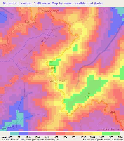 Murambi,Rwanda Elevation Map