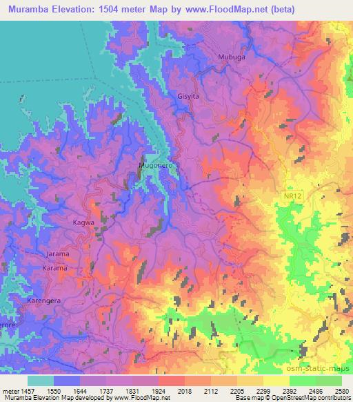 Muramba,Rwanda Elevation Map