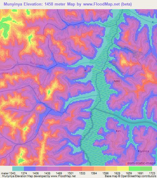 Munyinya,Rwanda Elevation Map