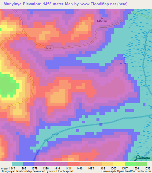 Munyinya,Rwanda Elevation Map