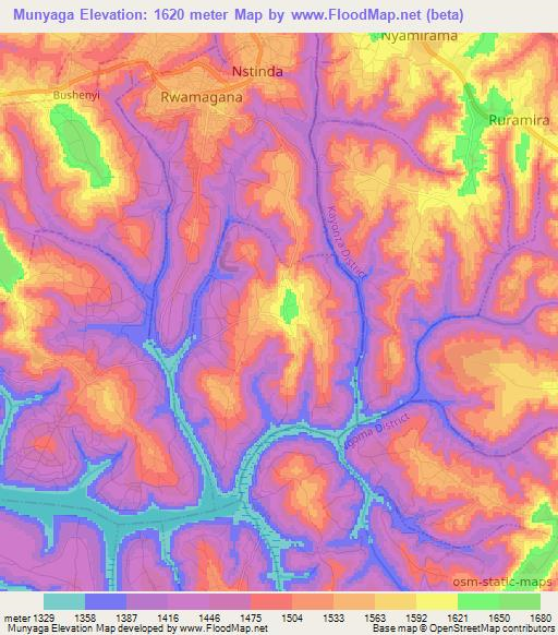 Munyaga,Rwanda Elevation Map