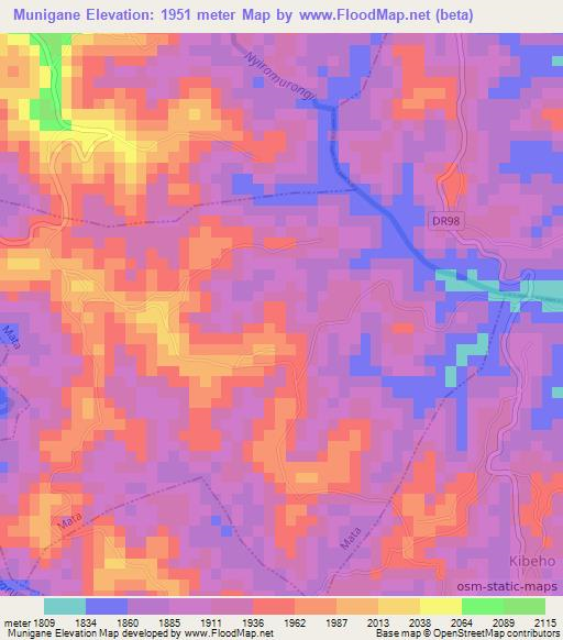 Munigane,Rwanda Elevation Map