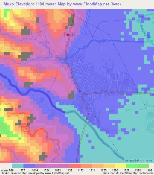 Muko,Rwanda Elevation Map