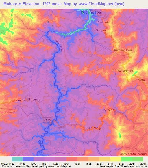 Muhororo,Rwanda Elevation Map