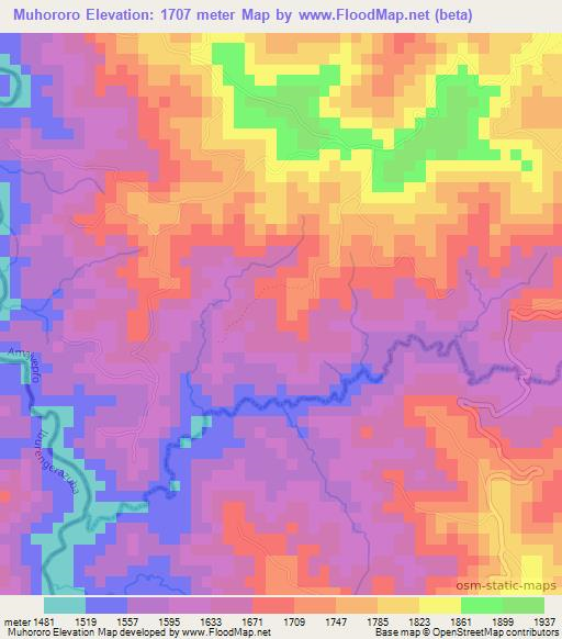 Muhororo,Rwanda Elevation Map