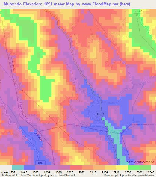 Muhondo,Rwanda Elevation Map
