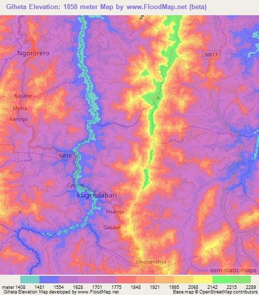 Giheta,Rwanda Elevation Map