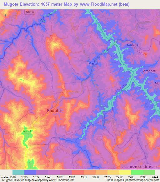 Mugote,Rwanda Elevation Map