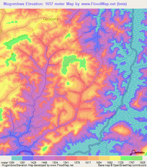 Mugombwa,Rwanda Elevation Map