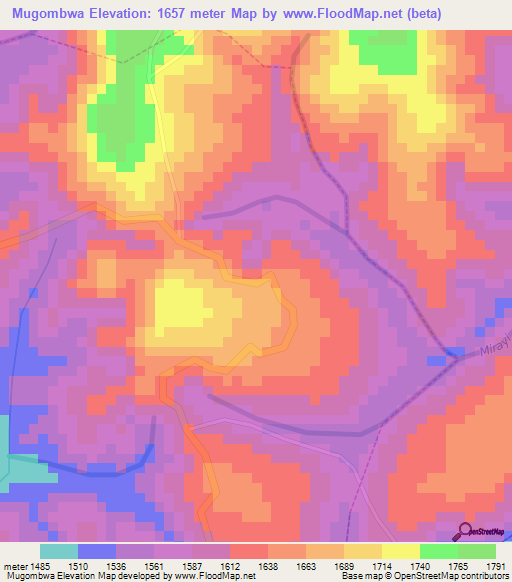 Mugombwa,Rwanda Elevation Map