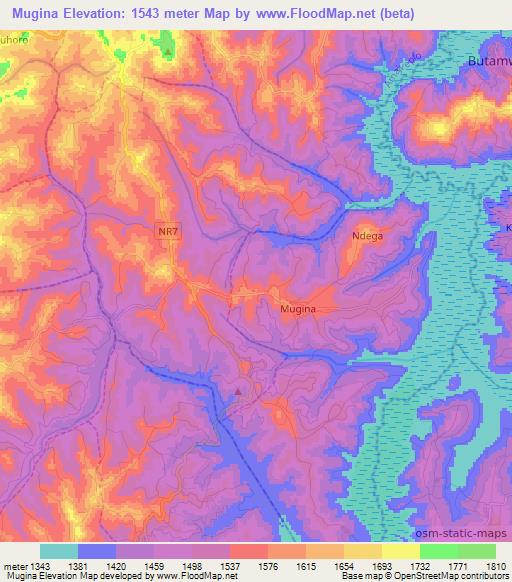 Mugina,Rwanda Elevation Map